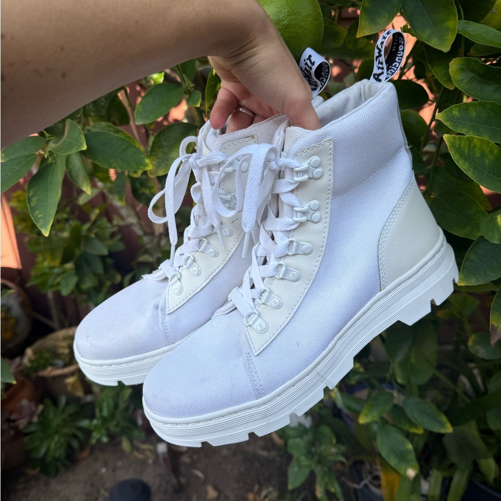 Dr. Martens Women's Combs Poly Casual Lace Up Boot White Ajax